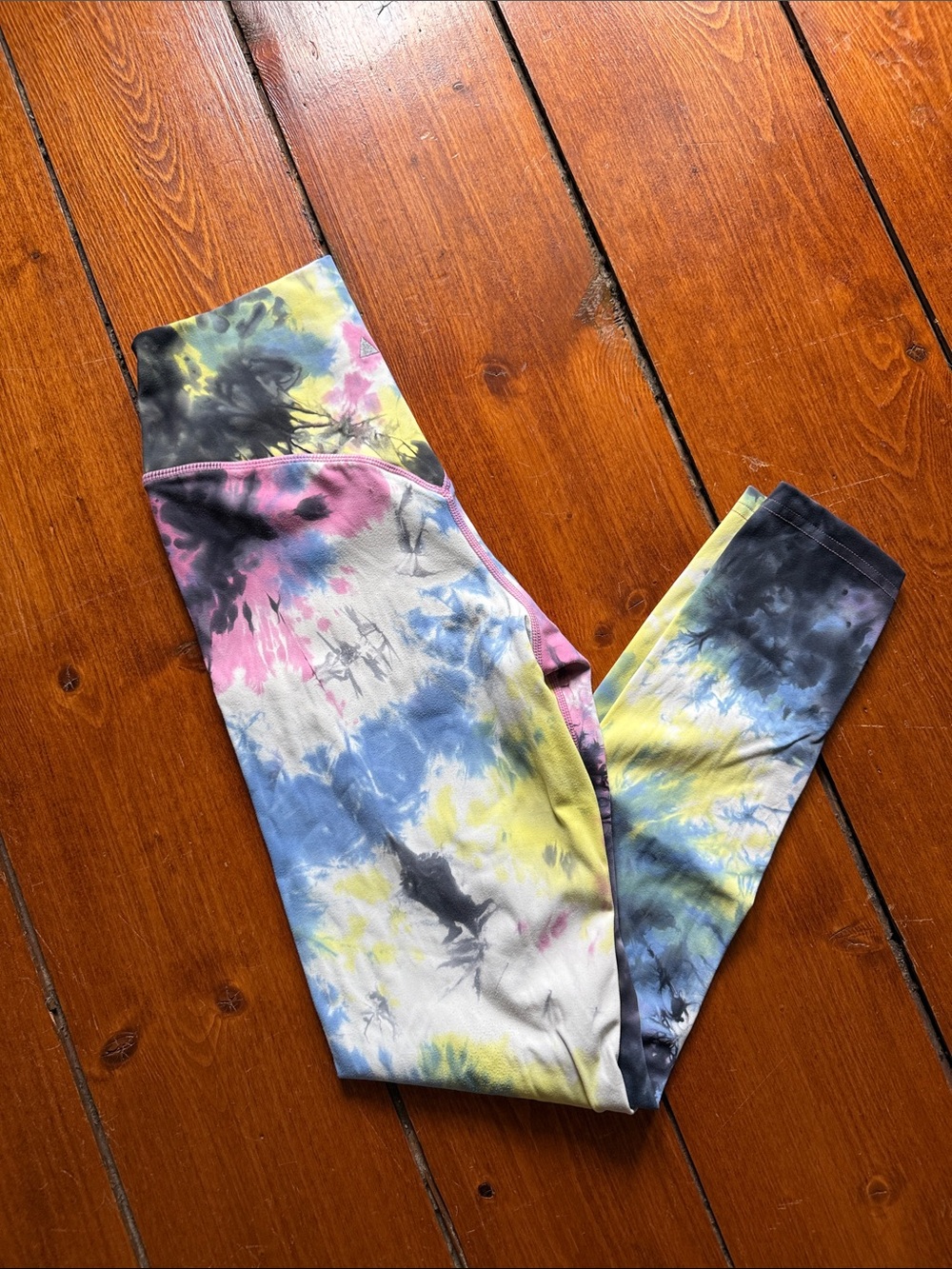 Kids Tie-Dye Leggings — Blue, Yellow & Pink